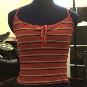 Coral Striped Crop Top